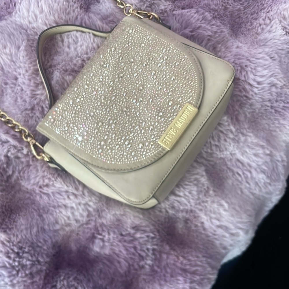 Steve Madden Cream Rhinestone Crossbody Bag